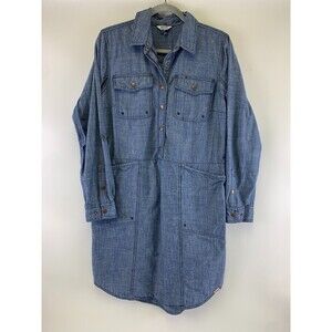 Duluth Trading Co Rootstock Chambray Shirt Dress Long Sleeve Snap Collared Small